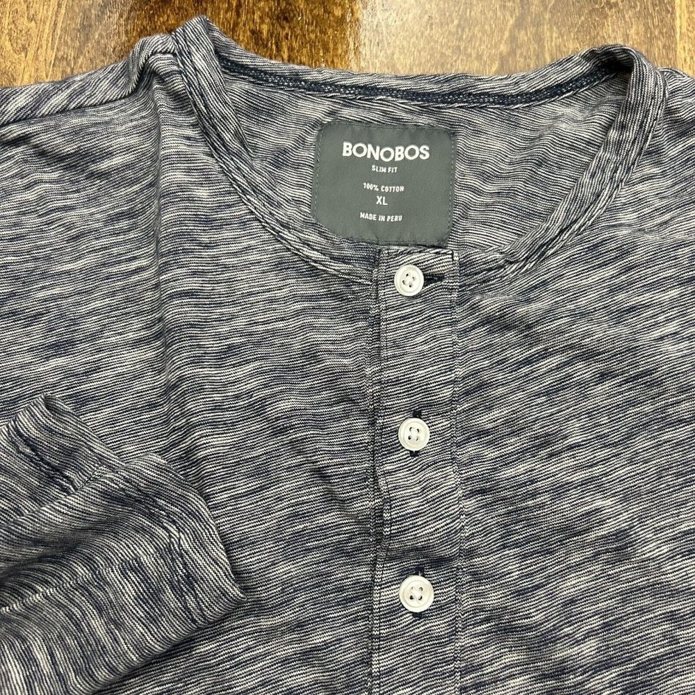 Bonobos Shirt Men’s XL Slim Fit Henley Long Sleeve Modern Preppy